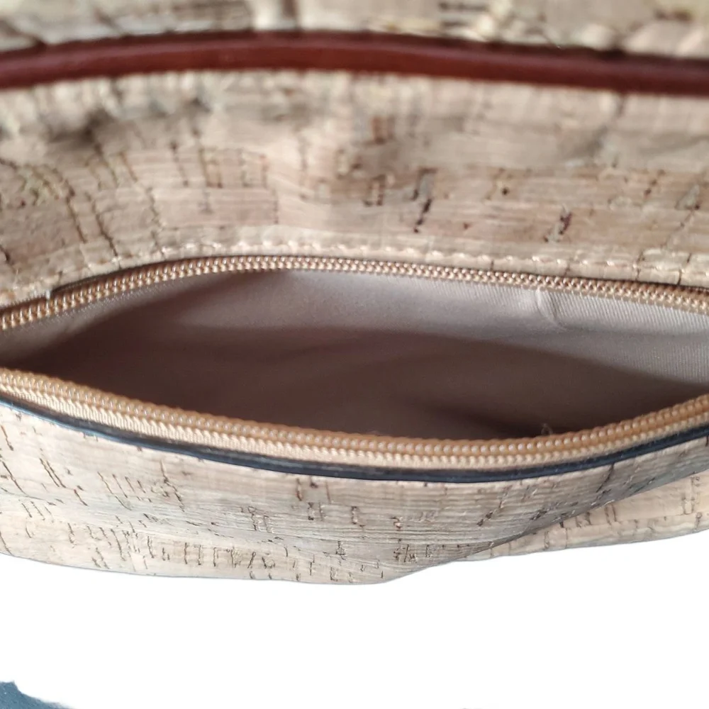 We Are Portugal Natural Cork Patchwork Crossbody Purse Brown‎ Strap